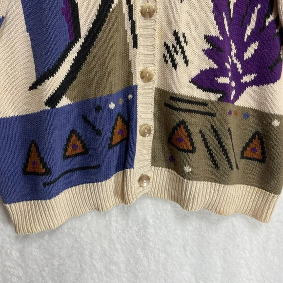 Russ Women’s L Button-Up Short Sleeve Knit Cardigan Colorful Floral Print - Picture 3 of 11